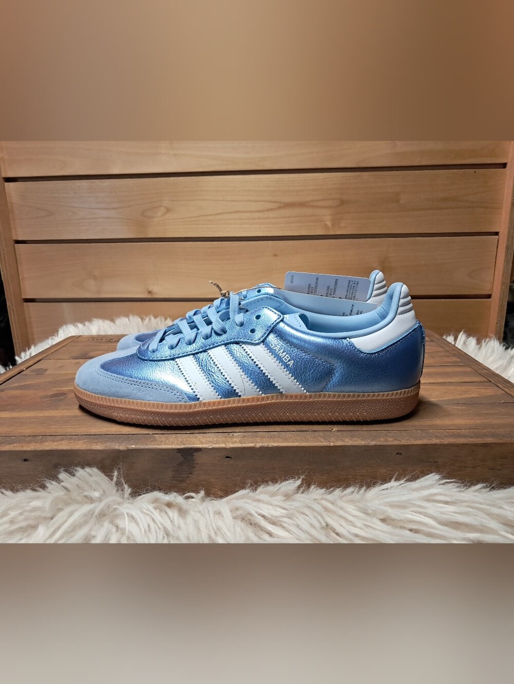 Title: Adidas Samba OG Metallic Clear Sky Light Blue White Gum Sneakers - NWT - Picture 3 of 9